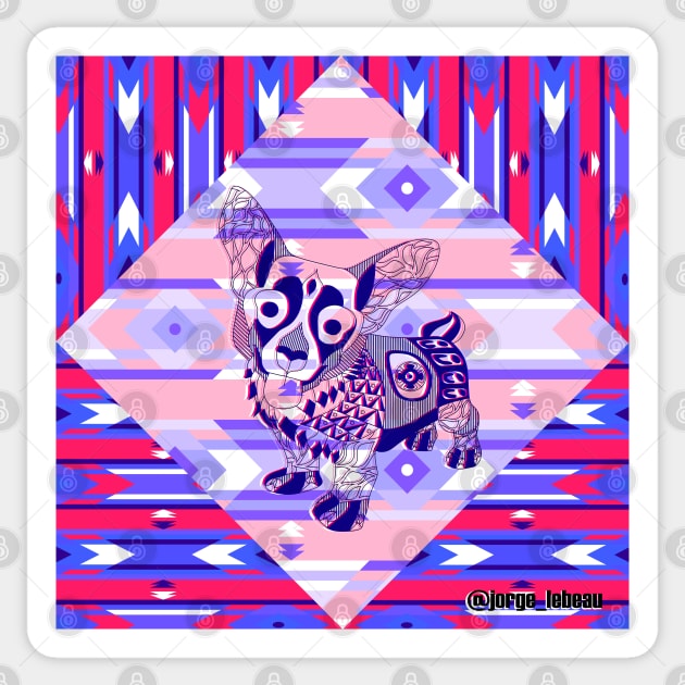 the one and only corgi dog in royal pattern Sticker by jorge_lebeau